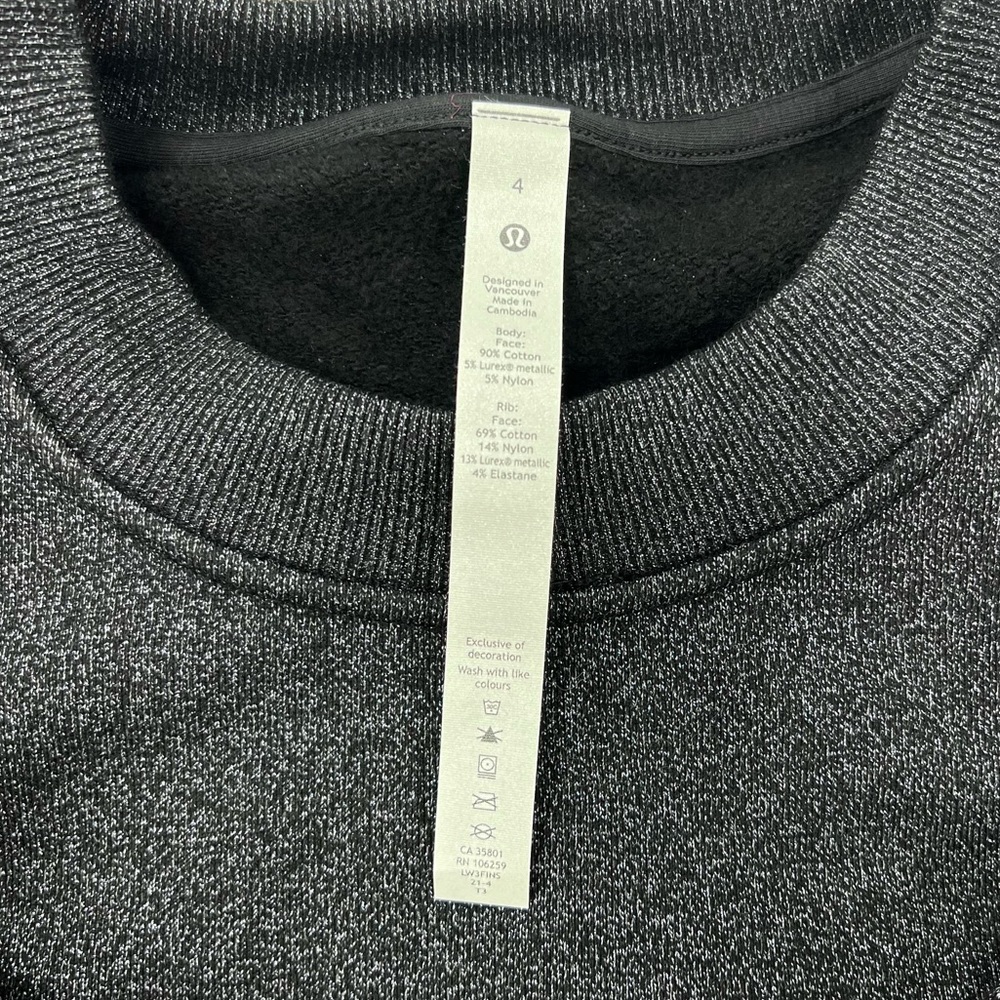 LuluLemon Perfectly Oversized Crop Crew in Black Spark - Picture 6 of 12